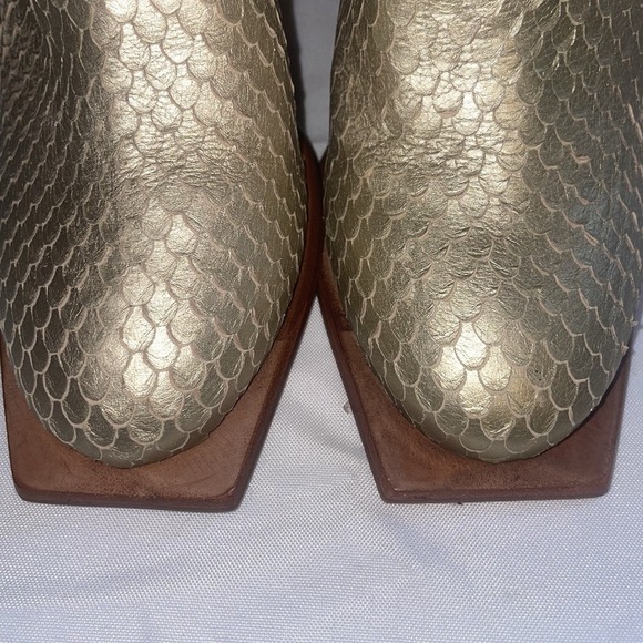 Wal & Pai LA Bolan Square Toe Boot Gold Reptile Women's 39 EU 9 US Brazil - Picture 3 of 13